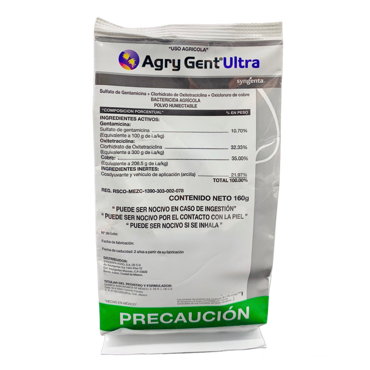 Agry Gent Ultra Bactericida Agrícola con Gentamicina + Oxitetraciclina + Oxicloruro de Cobre 160 g