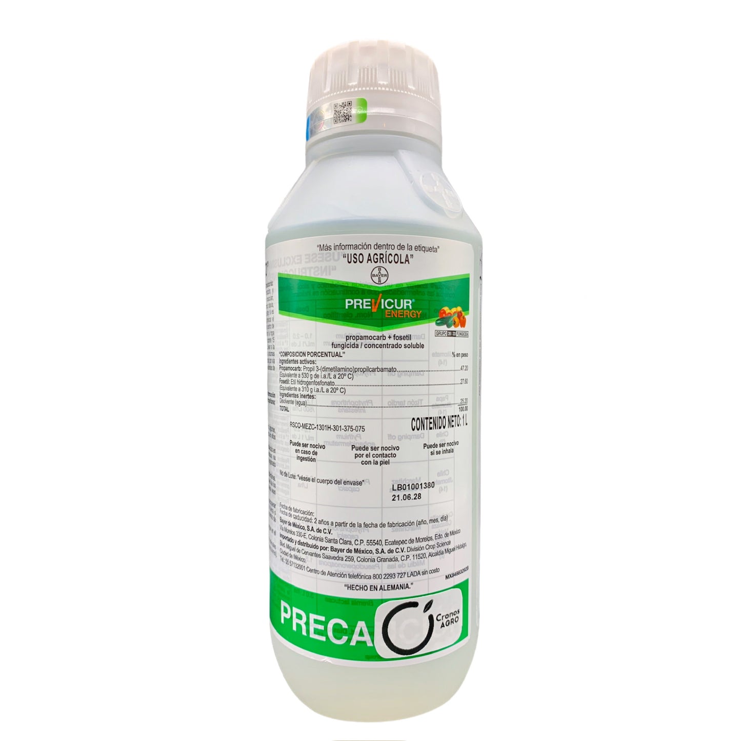 Previcur Energy 840 SL Fungicida Sistémico con Fosetil + Propamocarb 1 Litro Bayer