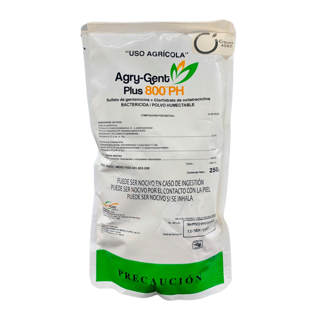Agry Gent Plus 800 Bactericida Sulfato de Gentamicina  + Clorhidrato de Oxitetraciclina 250 gr