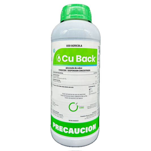 Cu-Back Fungicida Bactericida Gluconato de Cobre 25% Suspensión Concentrada 1 lt