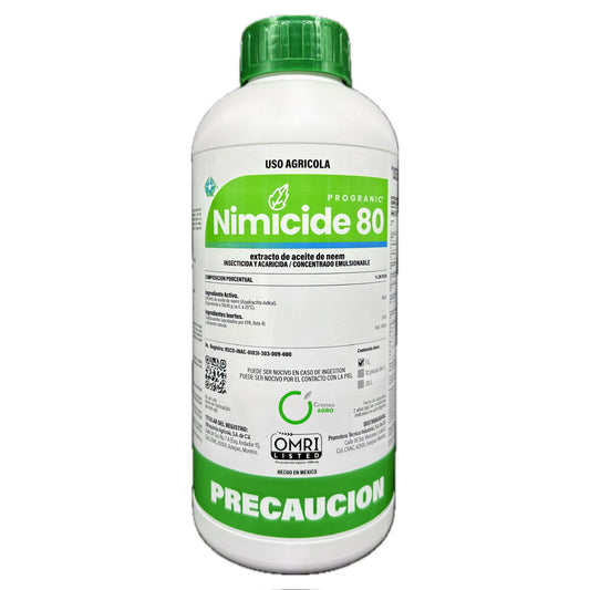 Progranic Nimicide 80 Extracto de Aceite de Neem Control Plagas OMRI 1 Litro