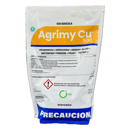 Agrimy Cu 500 Fungicida Bactericida con Estreptomicina, Oxitetraciclina y Oxicloruro de Cobre 1 Kg