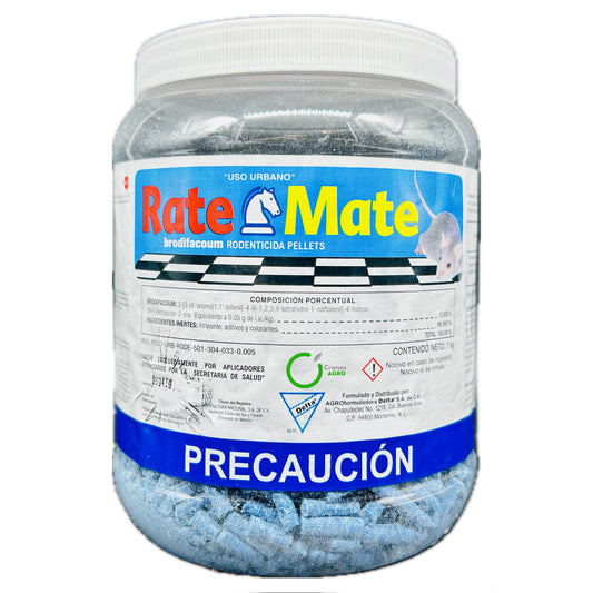 Rate Mate  Rodenticida Pellets Uso Urbano con Brodifacoum 1 Kg Delta