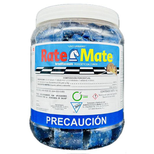 Rate Mate  Rodenticida Cubos Uso Urbano con Brodifacoum 1 Kg Delta