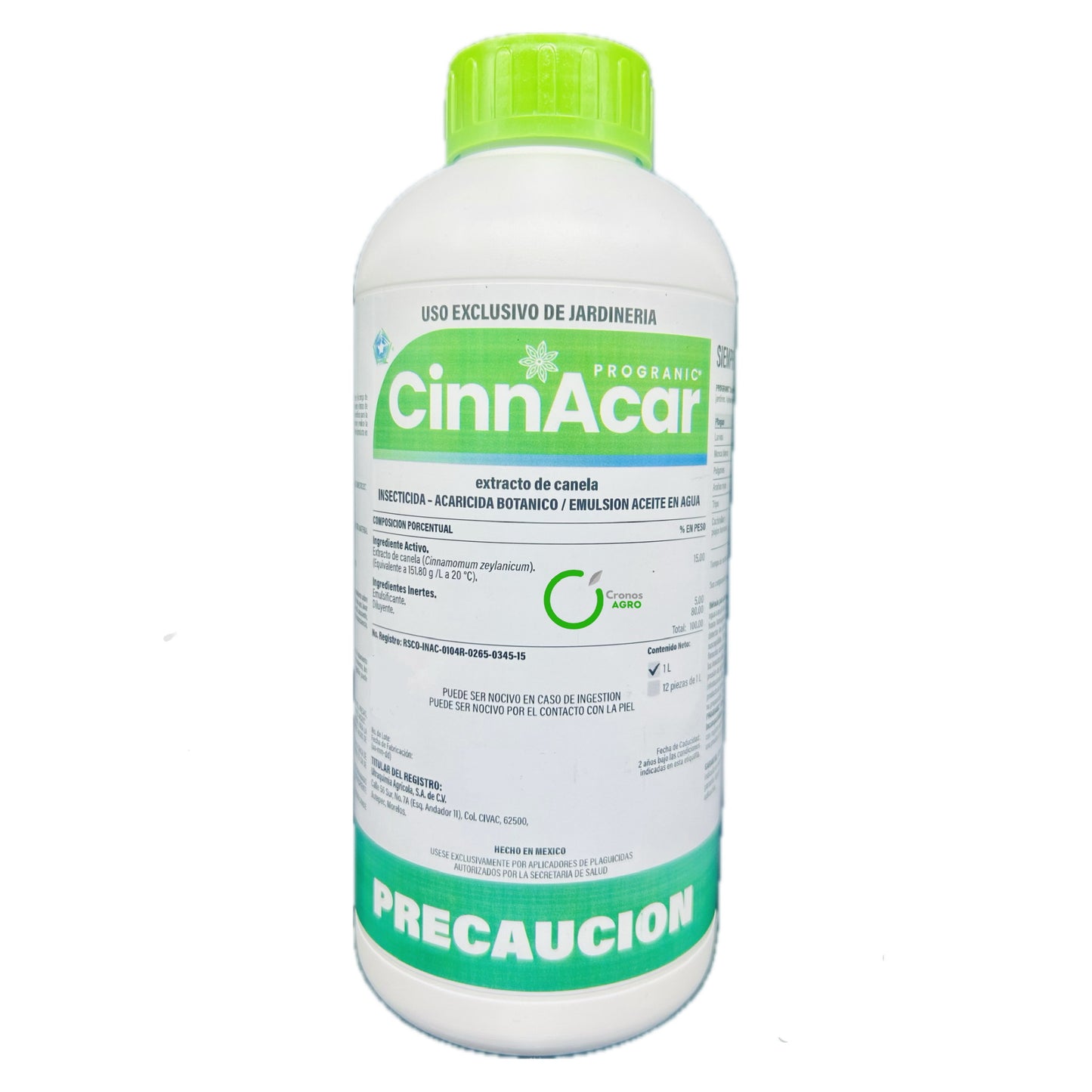 CinnAcar  Jardineria Insecticida-Acaricida Botánico con Extracto de Canela 1 Litro Progranic