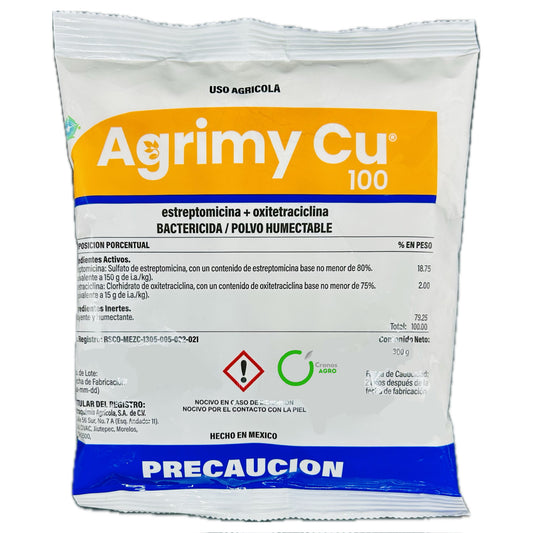 Agrimy Cu 100 Bactericida Agrícola Estreptomicina + Oxitetraciclina 300 Gramos