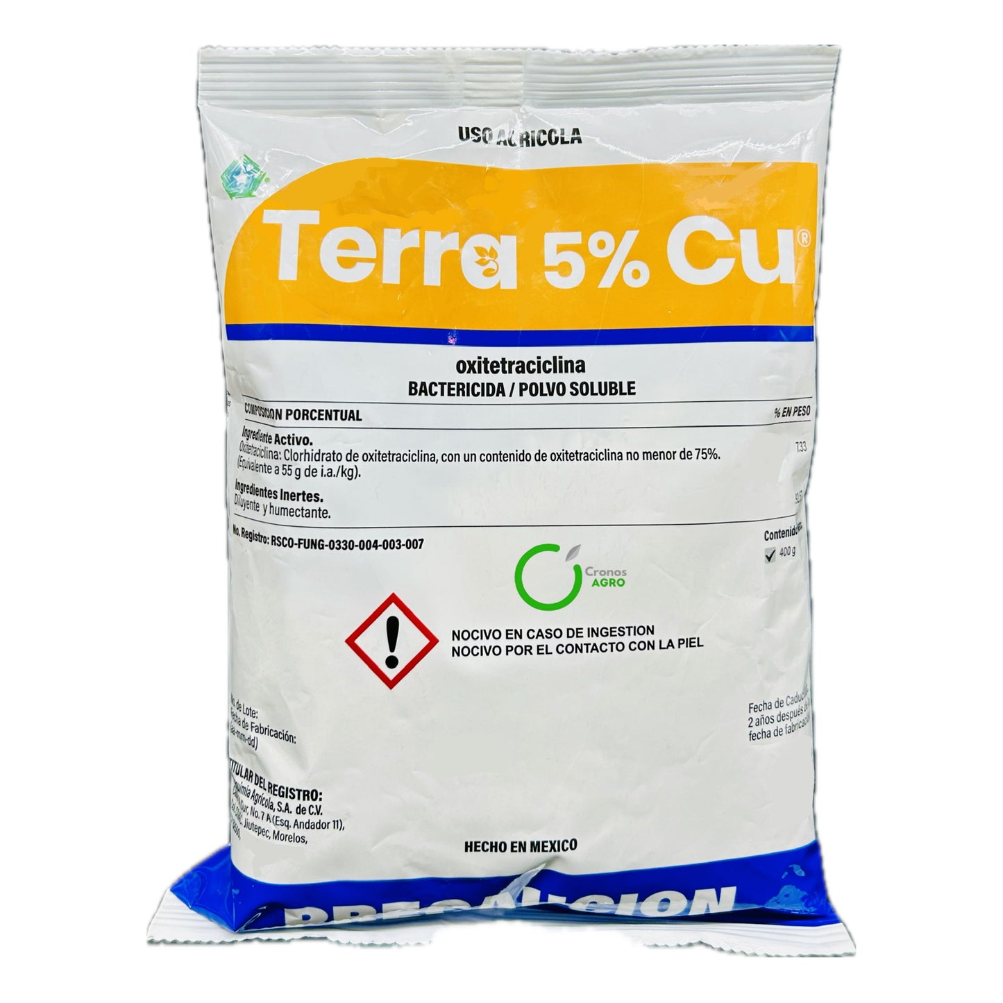 Terra 5% Cu Bactericida Agrícola Oxitetraciclina Polvo Soluble 400 Gramos