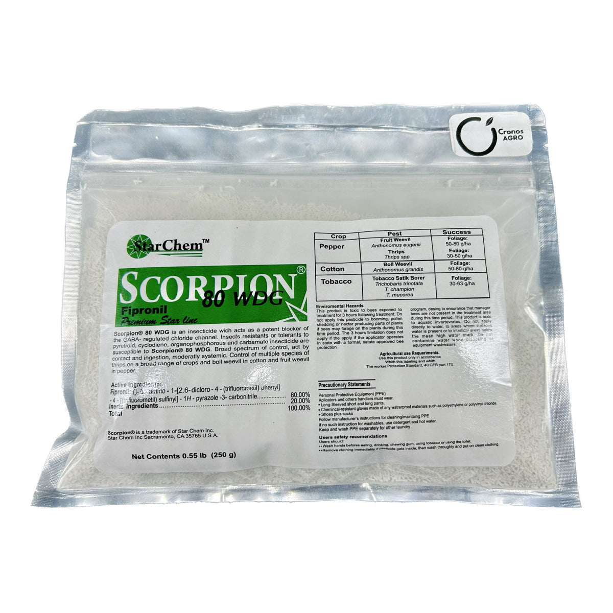 Scorpion 80 Wdg Insecticida Fipronil Al 80% 250 Gramos