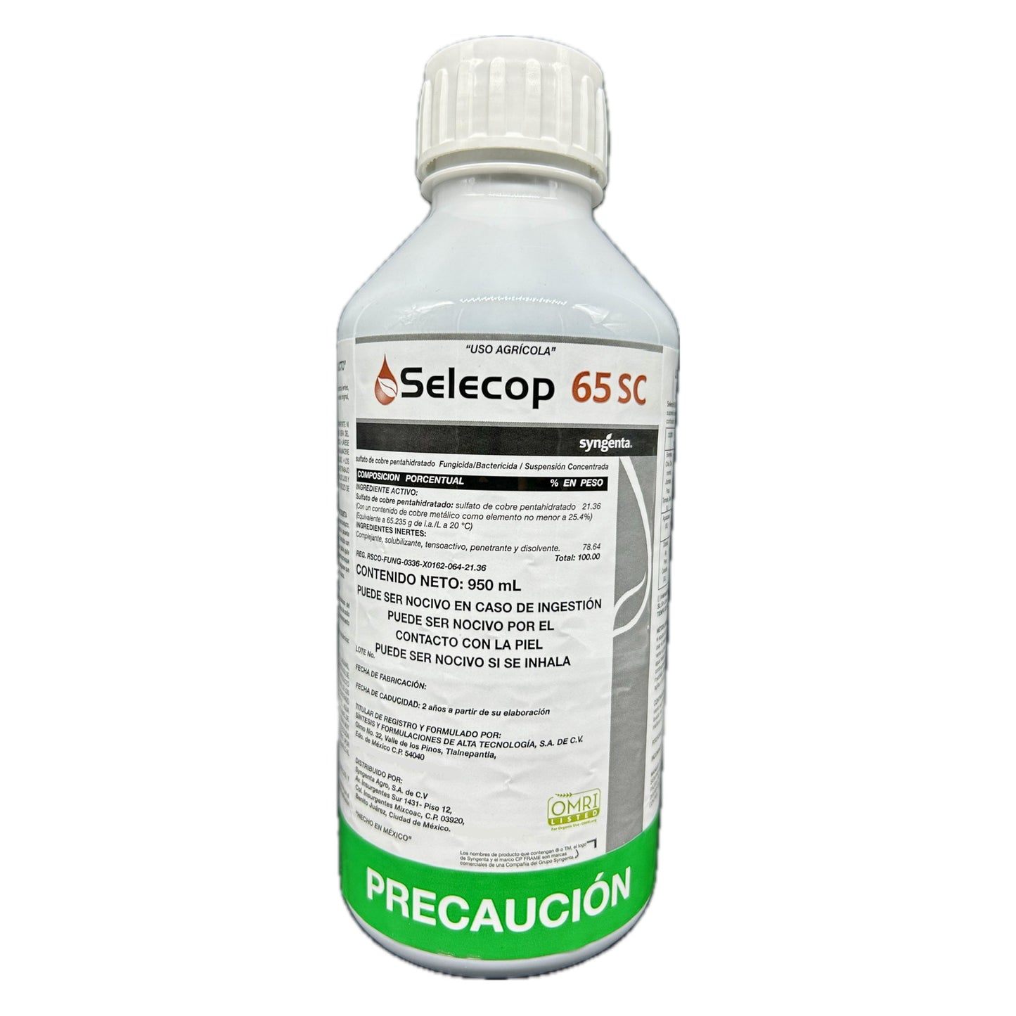 Selecop 65 SC Fungicida-Bactericida con Sulfato de Cobre Pentahidratado 950 ml