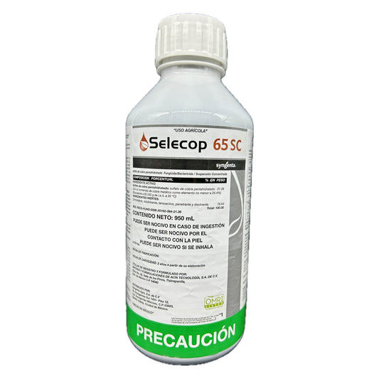 Selecop 65 SC Fungicida-Bactericida con Sulfato de Cobre Pentahidratado 950 ml
